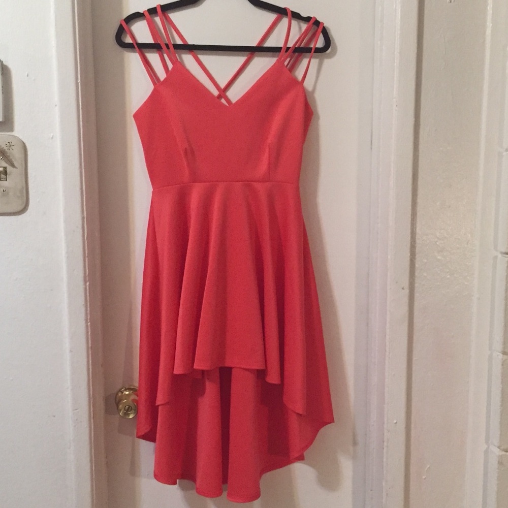 Coral Brandy Blue Charlotte Russe High Low Dress
